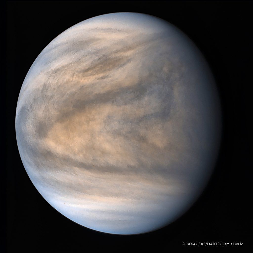 De atmosfeer van Venus, gefotografeerd vanuit de Japanse ruimtesonde Akatsuki