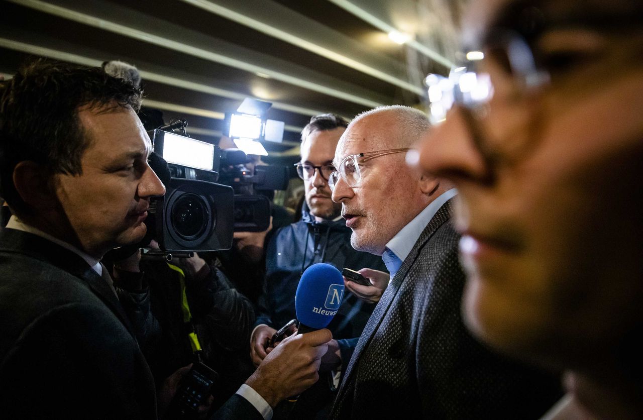 Frans Timmermans tijdens de uitslagenavond van de Europese verkiezingen in mei.