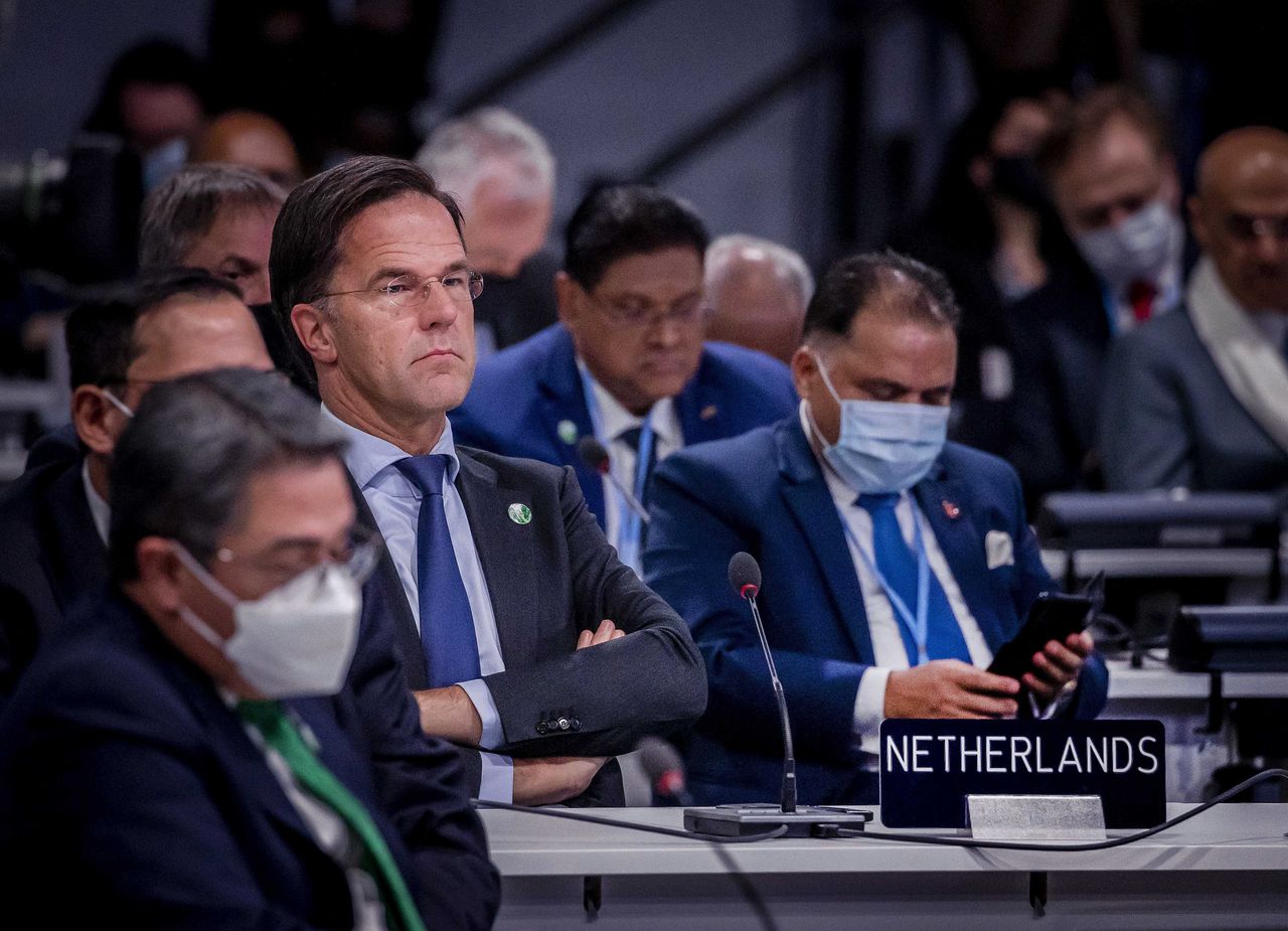 Premier Mark Rutte tijdens de opening van de COP26, de Klimaatconferentie van de Verenigde Naties.