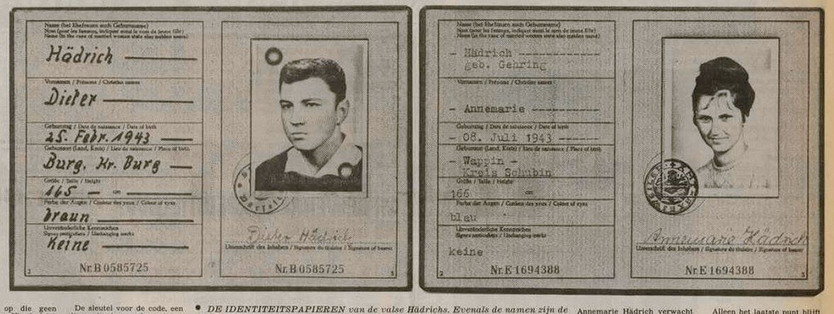 De valse persoonsbewijzen van de Oost-Duitse geheim agenten ‘Klaus Heinig’ en ‘Bärbel’.