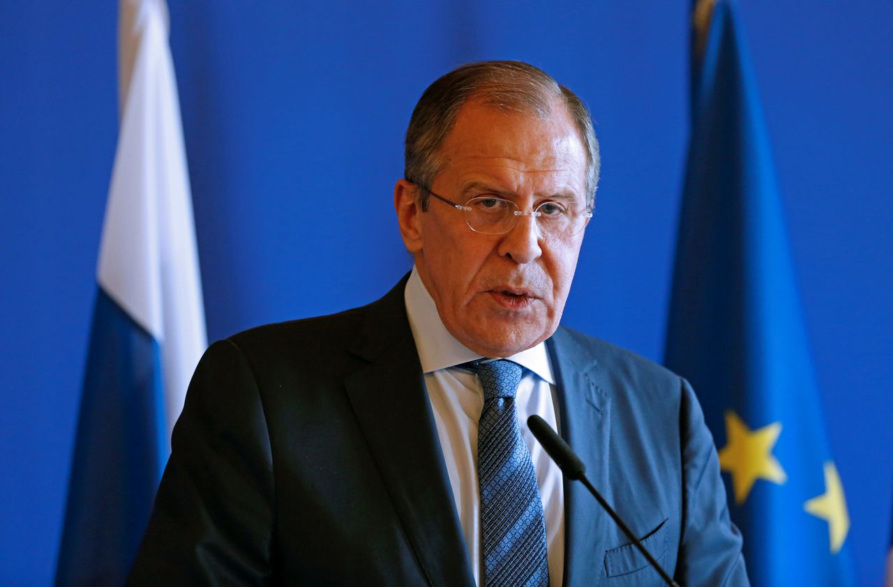 De Russische minister van Buitenlandse Zaken Sergei Lavrov. Zijn departement maakte vandaag bekend dat het twee Amerikaanse diplomaten heeft uitgezet in reactie op eenzelfde Amerikaans besluit.
