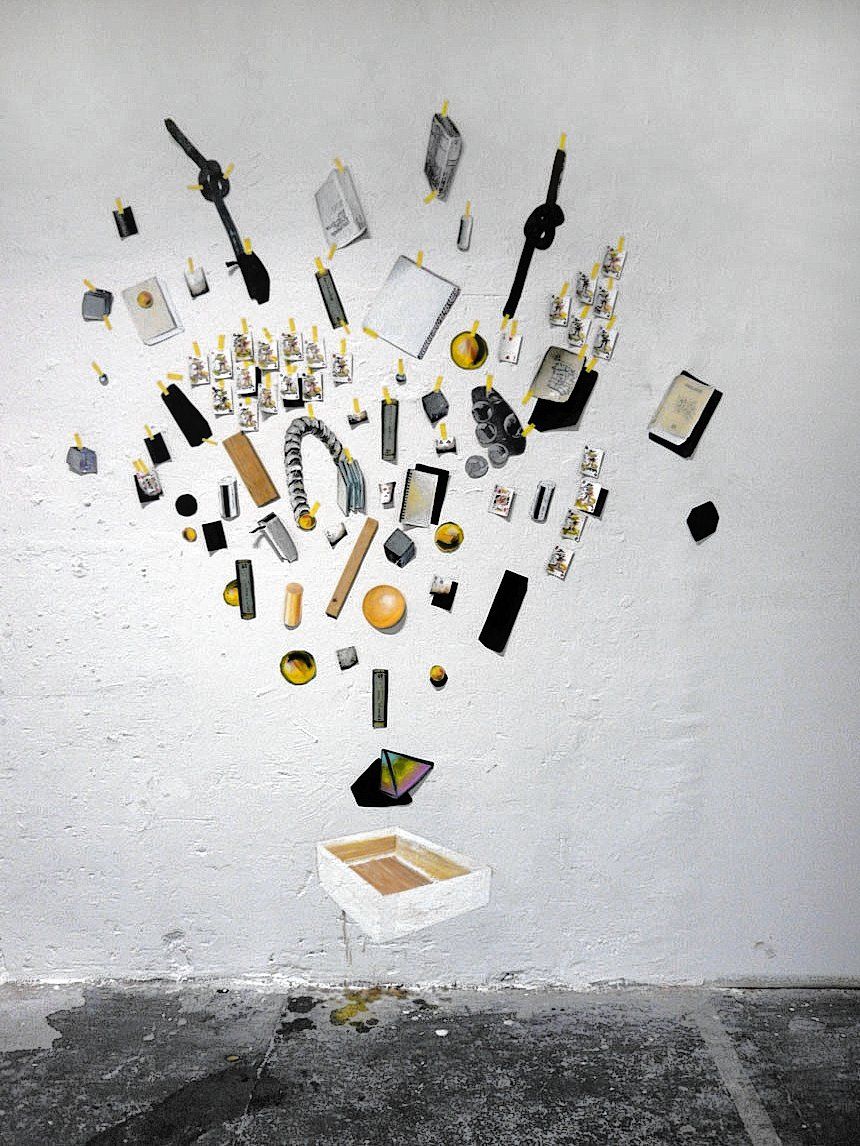Aukje Koks. Scattered opinions, 2009, oil on pieces of unstretched linen, dimensions variable.