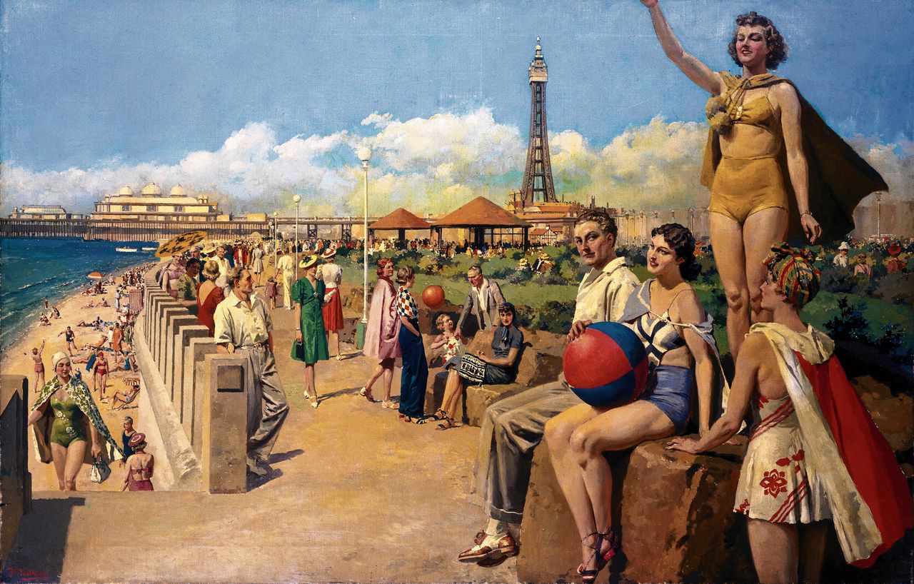 Schilderij van Fortunino Matania voor een affiche van de London, Midland & Scottish Railway.