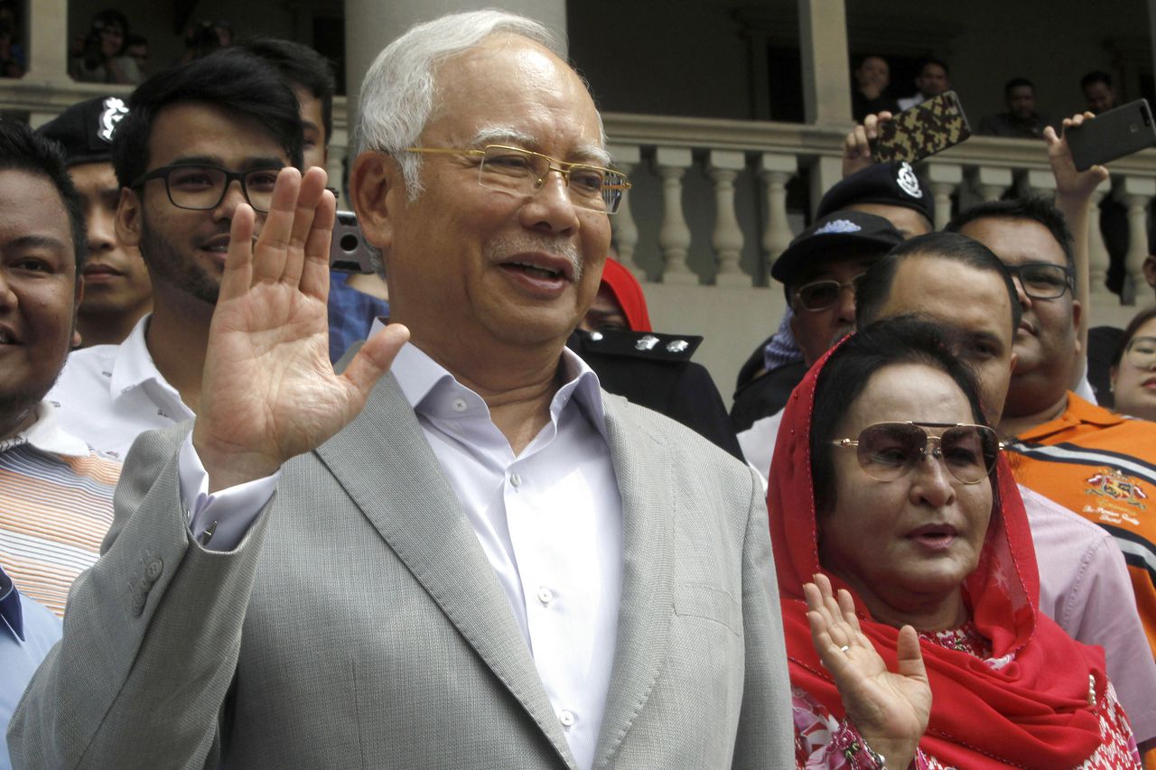 Voormalig Maleisisch premier Najib Razak en zijn vrouw in juli 2018.
