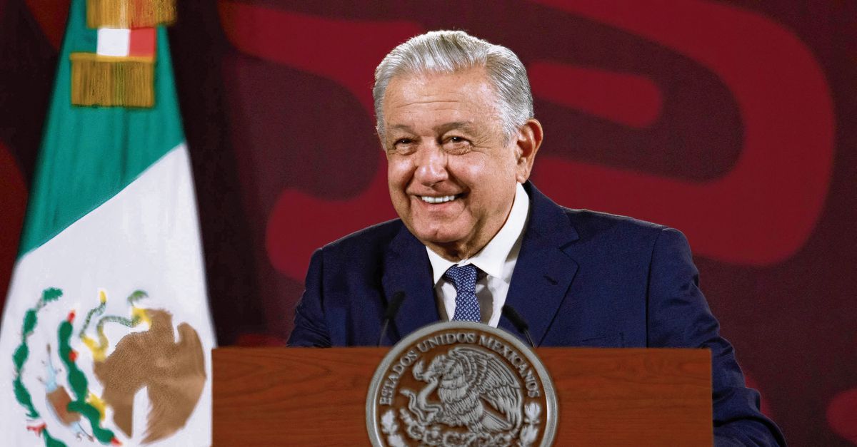 De president van Mexico laat tegenover de buitenlands pers zijn