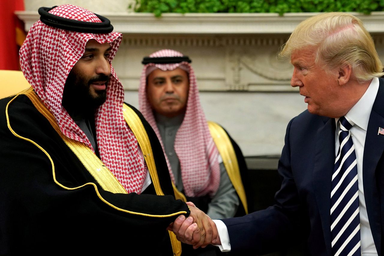 De Amerikaanse president Donald Trump eerder met Saoedische kroonprins Mohammed bin Salman