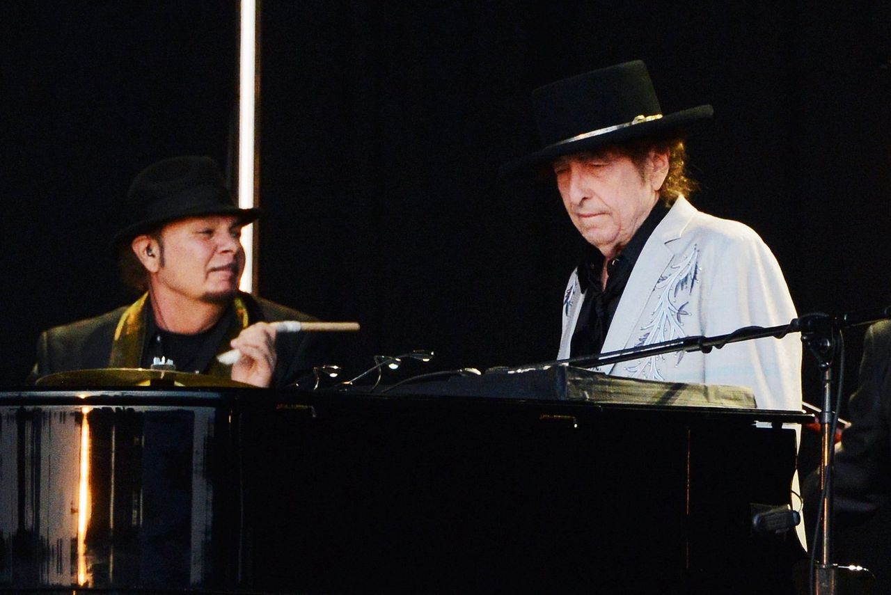 Bob Dylan tijdens een concert in Hyde Park in Londen in juli 2019.