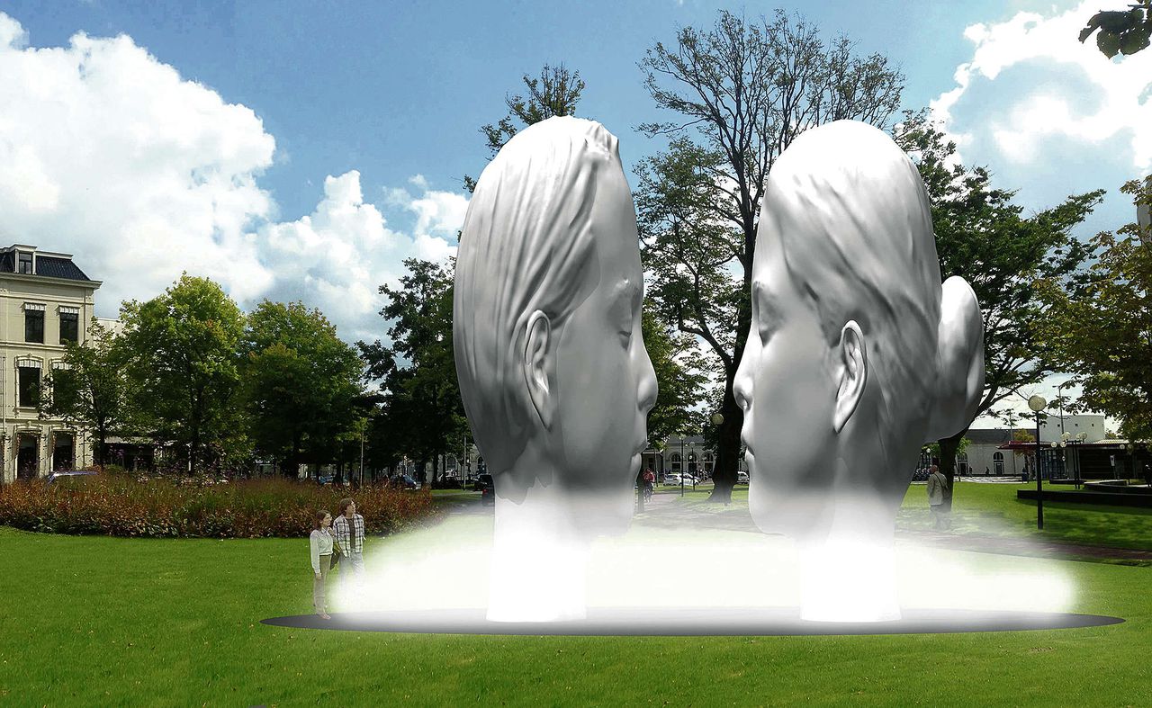 Ontwerp van Jaume Plensa voor de fontein die hij in Leeuwarden bouwt in het kader van het project Eleven Fountains