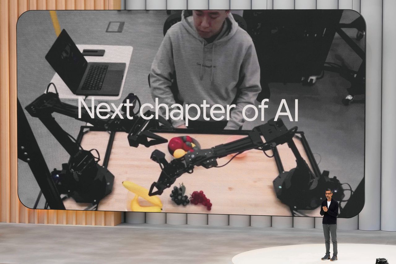 Alphabet-ceo Sundar Pichai, dinsdag in Mountain View tijdens een evenement van Google. Foto Jeff Chiu/AP