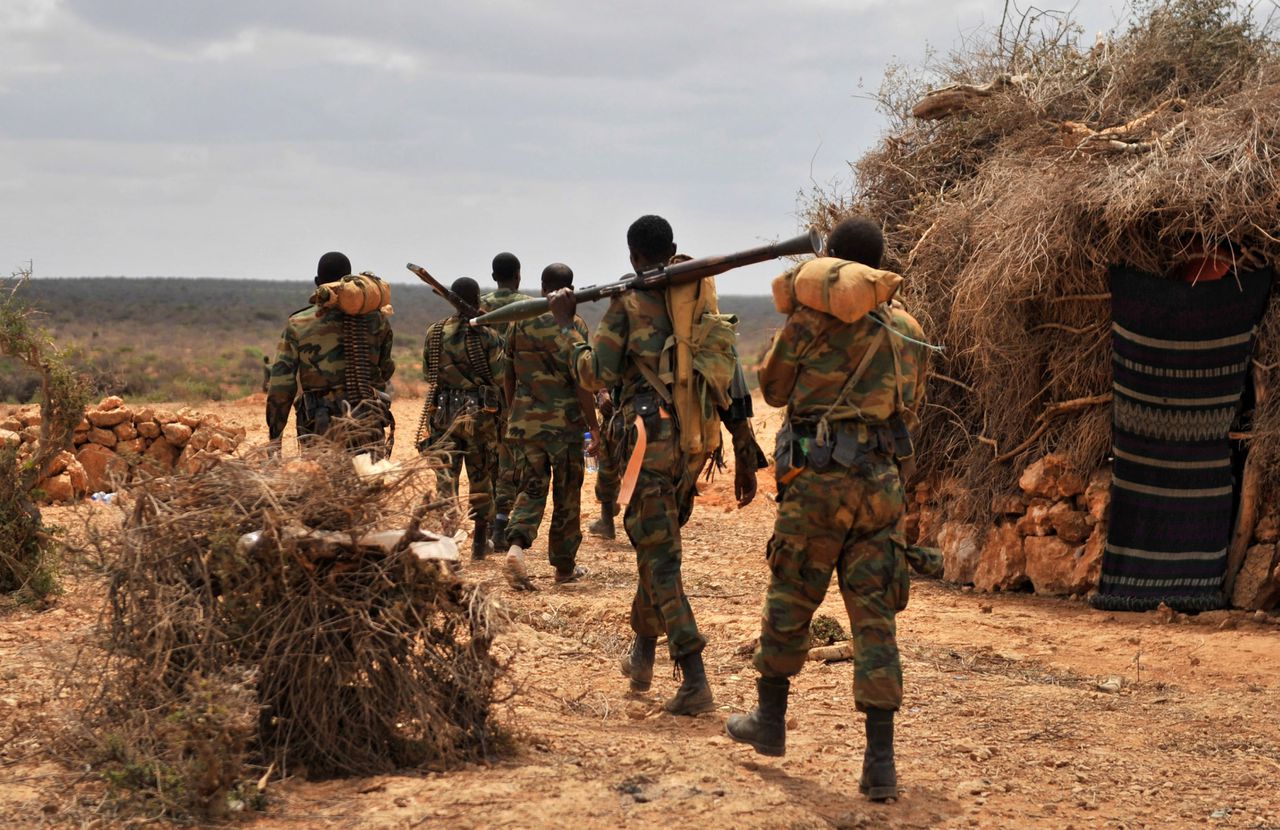 AMISOM-militairen op patrouille in 2016.