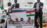 Protesters in the Nigerian capital Niamey during Independence Day on August 3, 2023.