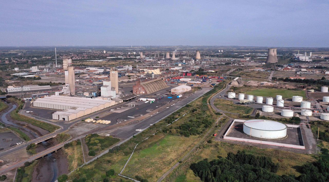 De kunstmestfabriek van CF Industries in de Britse plaats Stockton-on-Tees.
