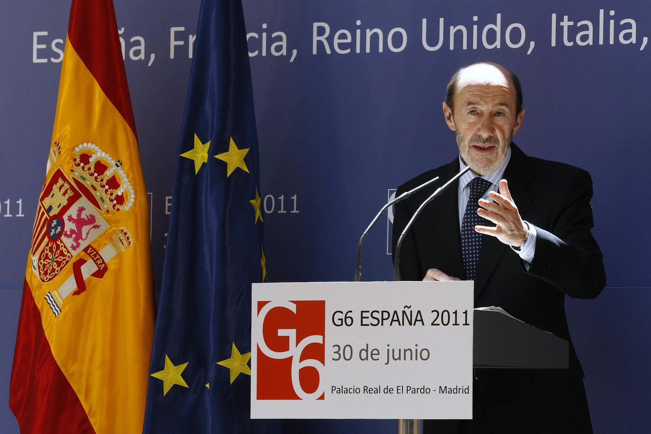 De Spaanse ‘superminister’ Alfredo Pérez Rubalcaba eind juni.