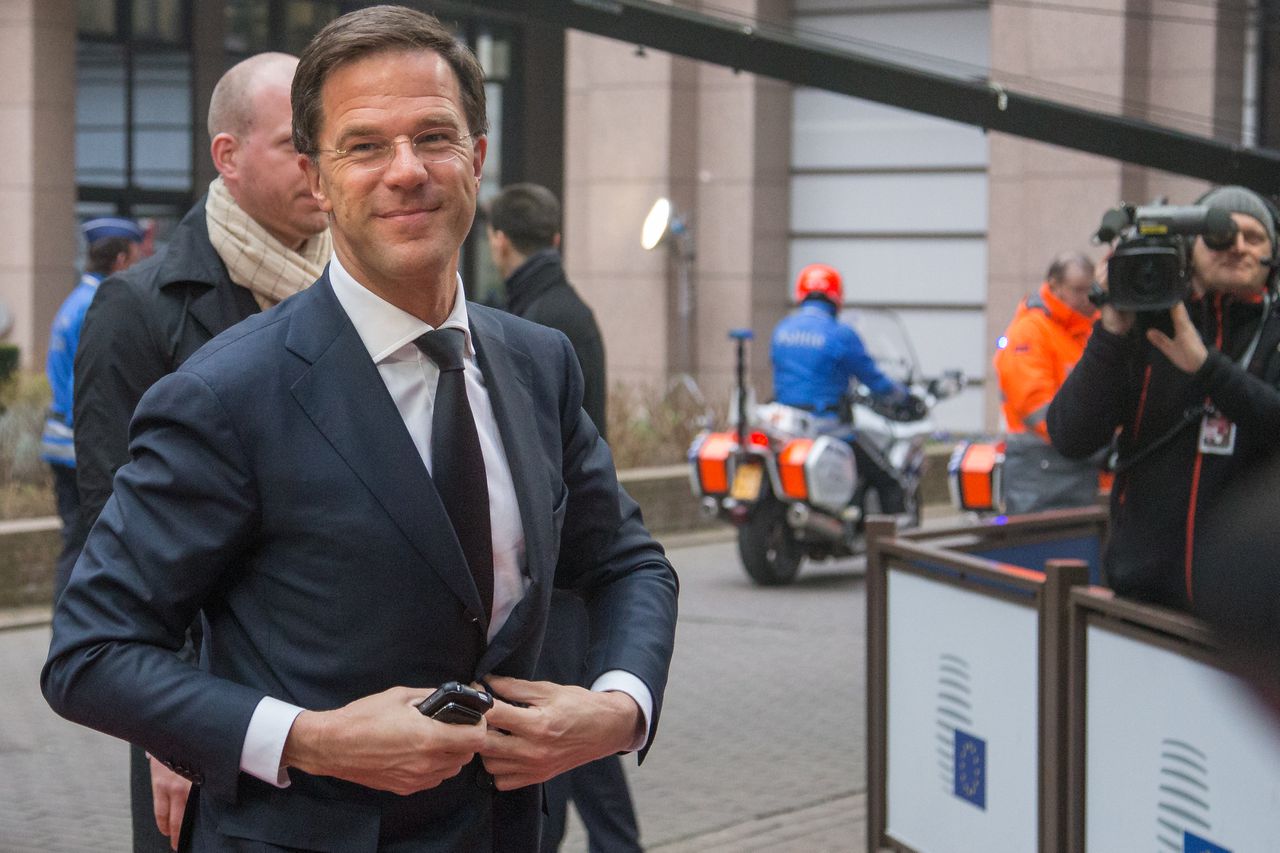 Rutte vorige week bij aankomst op de Europese top in Brussel.