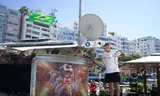 Matias Profili, an argentinian technician who works at the Buenos Aires kiosk  fixes the electricity of the kiosk a day before the final match of the world cup. Rio de Janeiro, 18 july 2026. 
