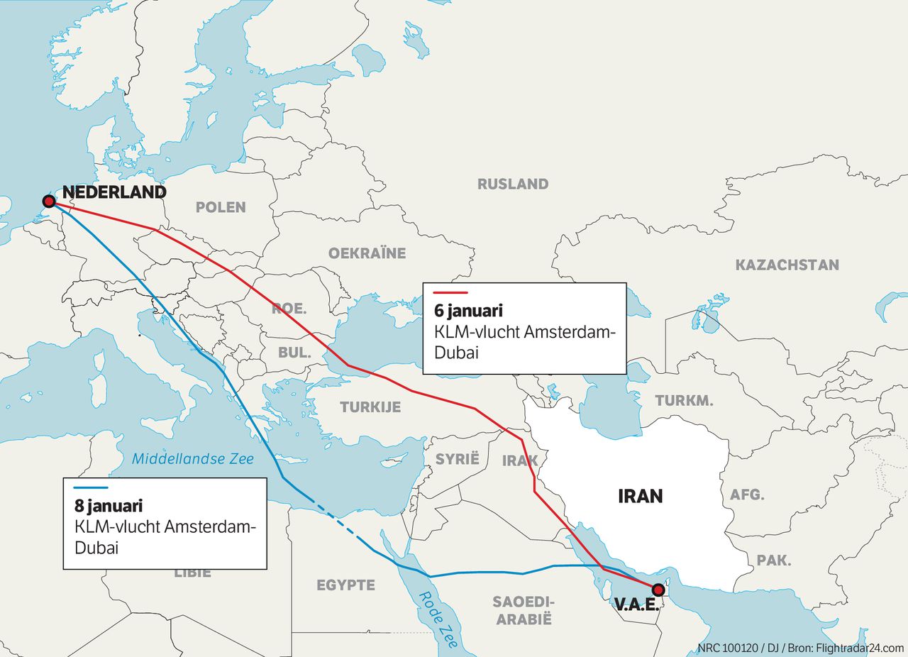 KLM mijdt sinds woensdag het luchtruim van Irak en Iran.