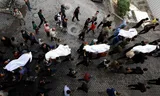 Funeral of Palestinians killed by Israeli attacks in Gaza City. 