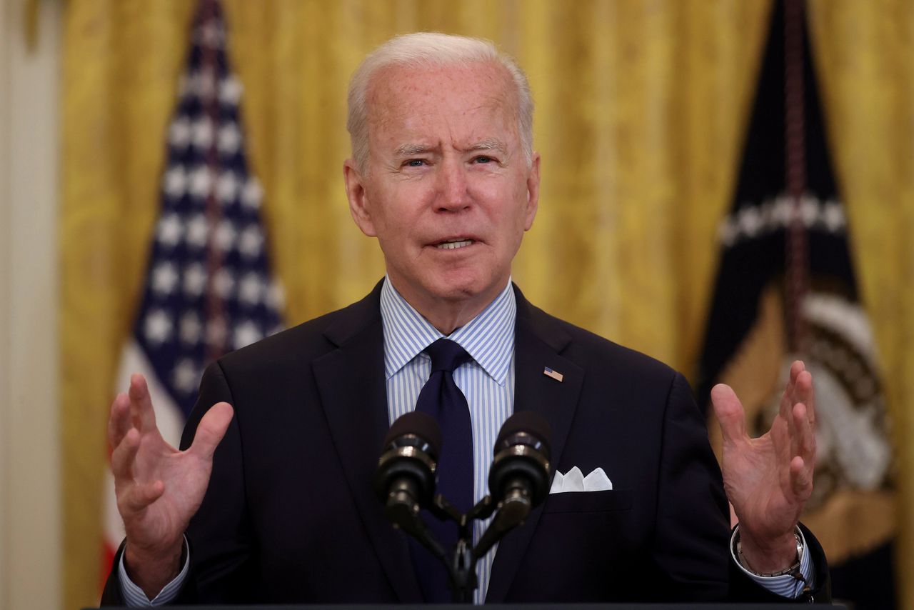 President Joe Biden tijdens een persconferentie in het Witte Huis.