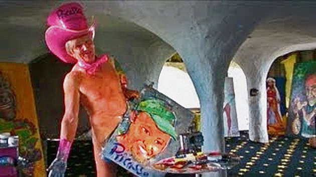 Australische schilder met een ongebruikelijke kwast in Metropolis.