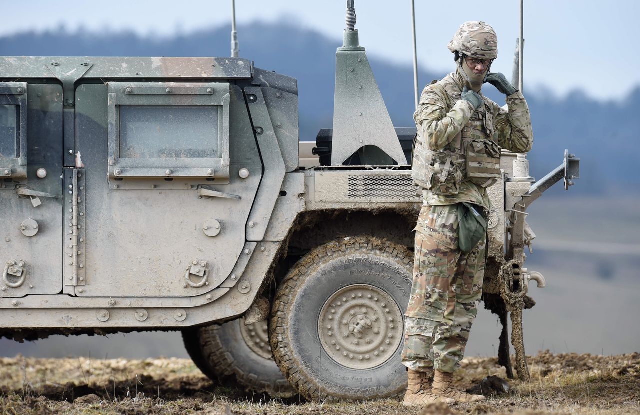 Een Amerikaanse militair op een oefenterrein in het zuiden van Duitsland.