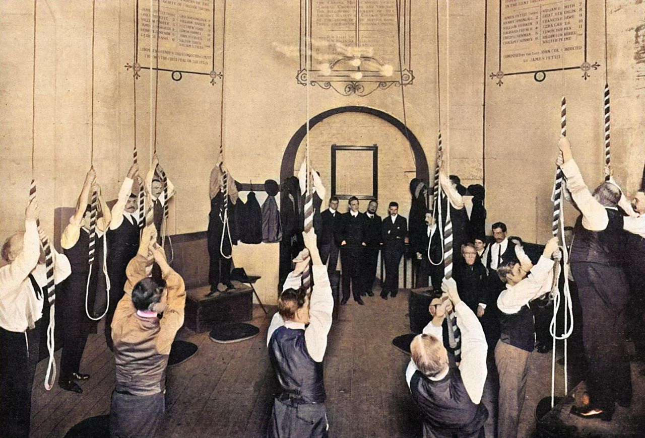 When Englishmen ring their church bells, they use dog -difficult tunes