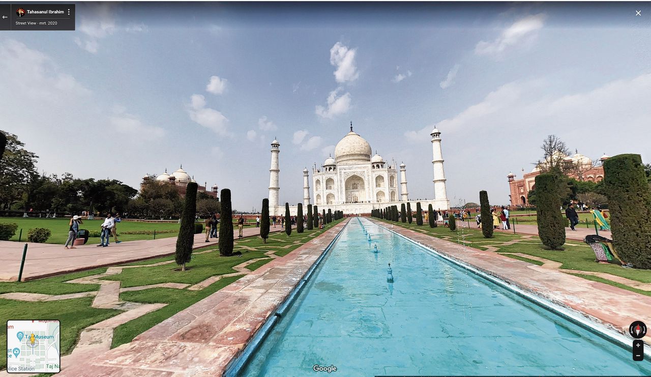 Beeld op Street View van de Taj Mahal.