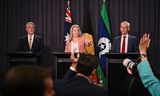 Australian Justice Minister Mark Dreyfuss, Home Affairs Minister Clare O'Neill and Immigration Minister Andrew Giles (left to right) at a press conference on immigration detention in Canberra on December 6. 