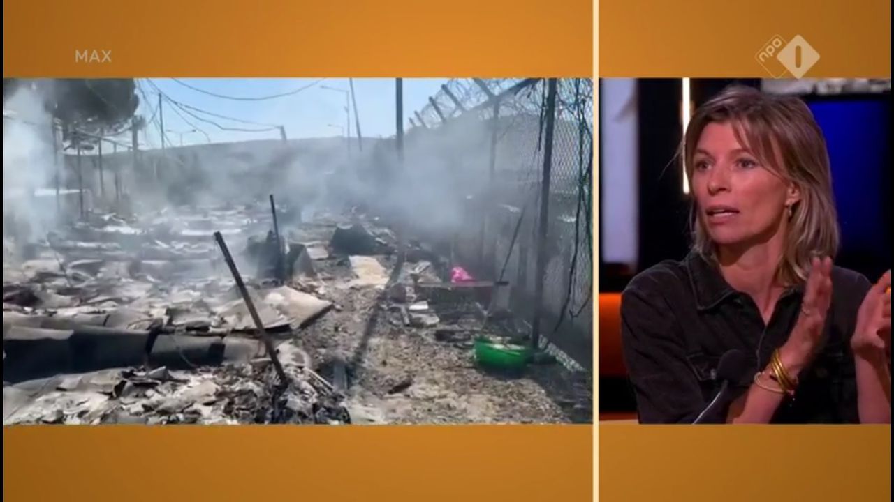 Hulpverlener Steffi de Pous over de branden in vluchtelingenkamp Mouria in Op1.