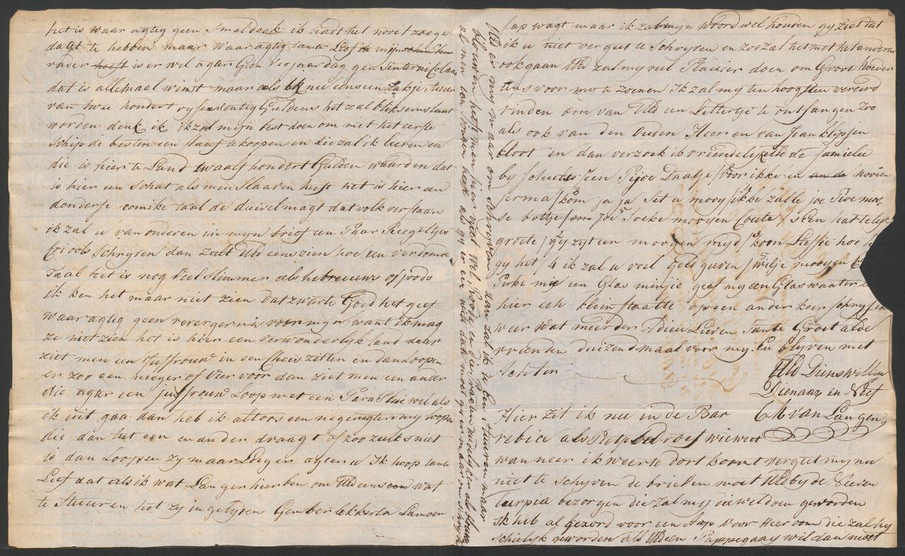Flard van uitgestorven creooltaal teruggevonden in brief uit 1803  