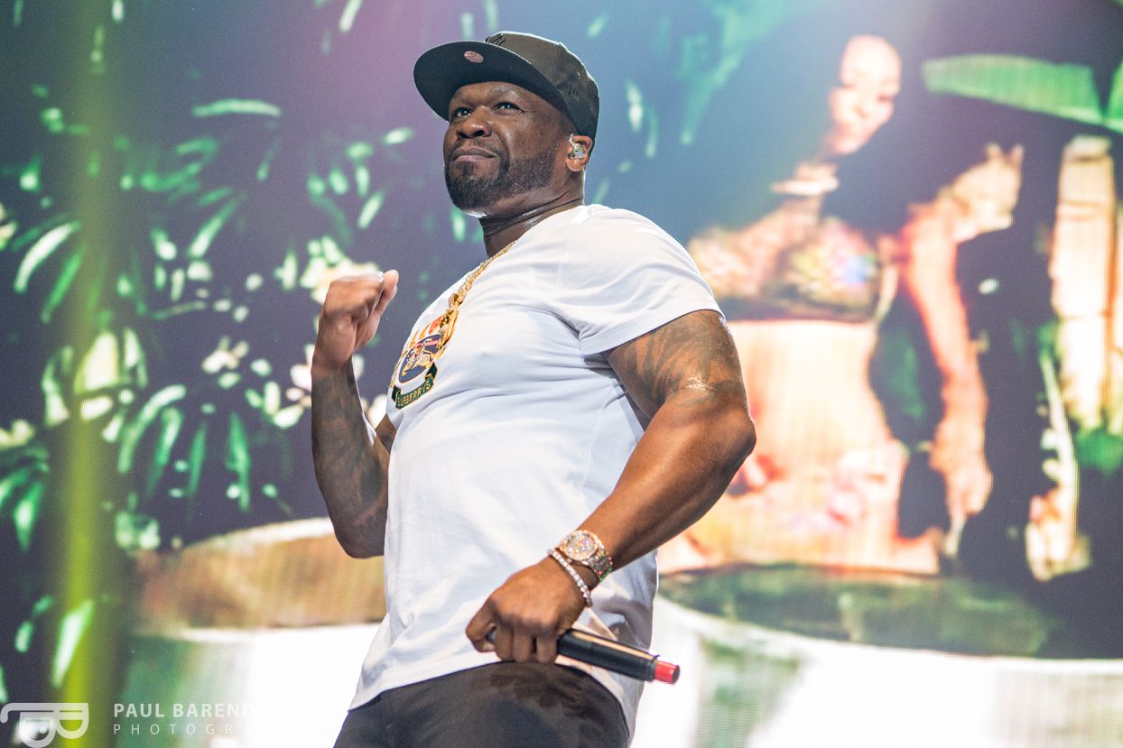 50 Cent tijdens het optreden vrijdagavond in Rotterdam Ahoy.