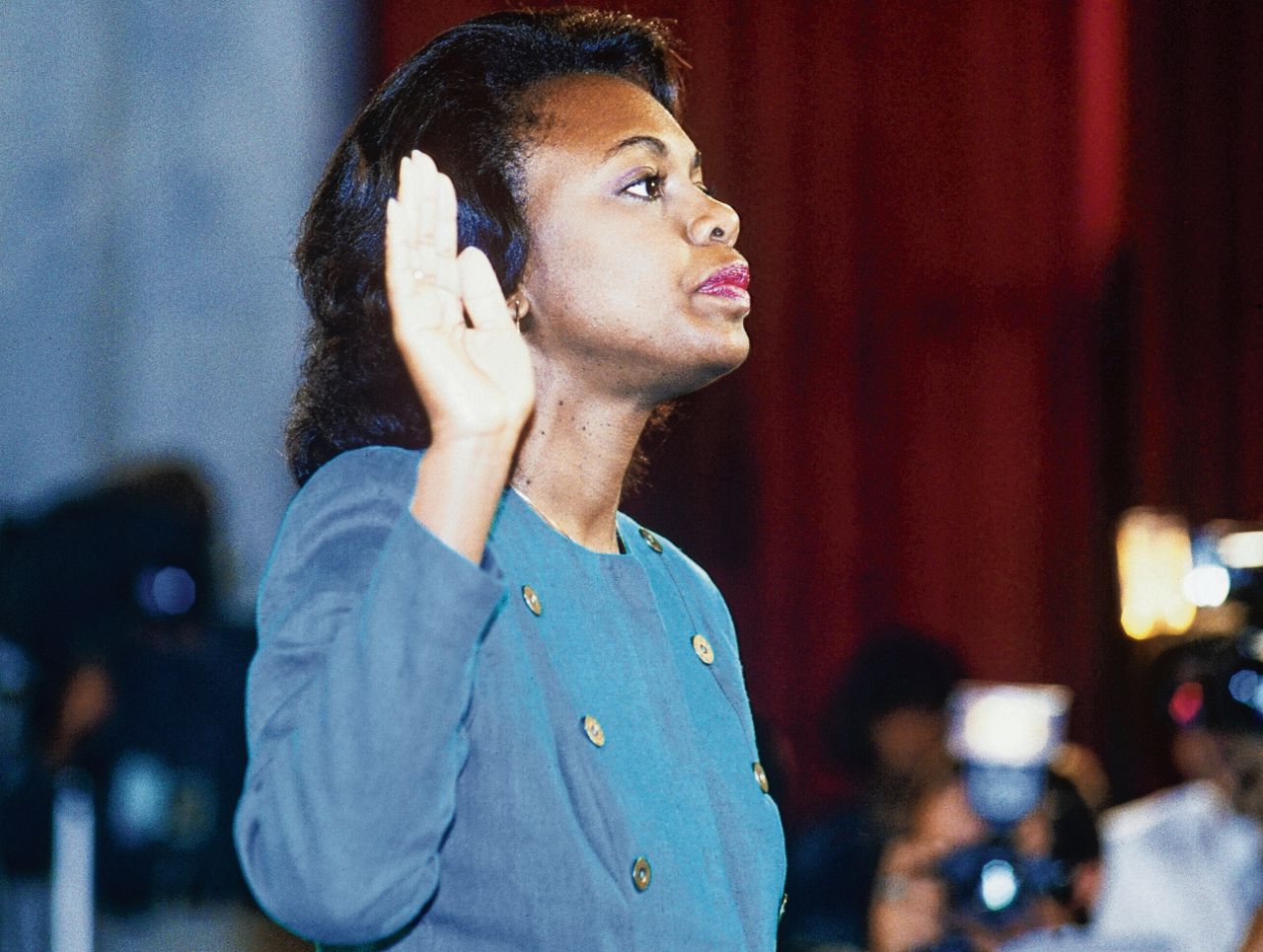 Hoogleraar Anita Hill getuigde in 1991 in de Senaat over seksueel wangedrag van kandidaat-rechter Clarence Thomas.