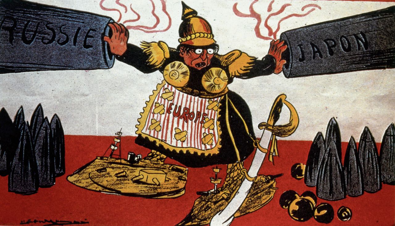 Europa probeert Rusland en Japan uit elkaar te houden aan de vooravond van de Russisch-Japanse oorlog van 1904