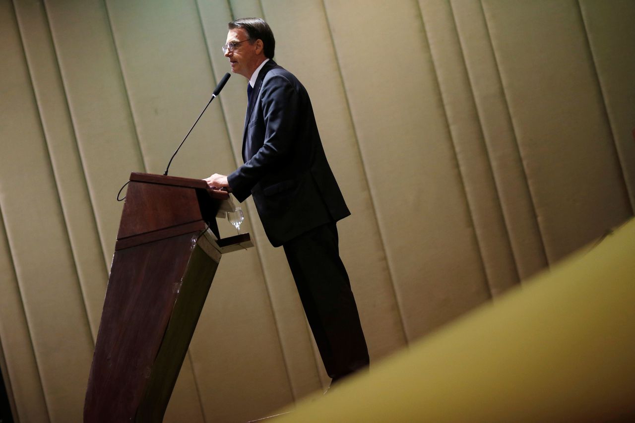 Bolsonaro vrijdag tijdens een toespraak in Brasilia.