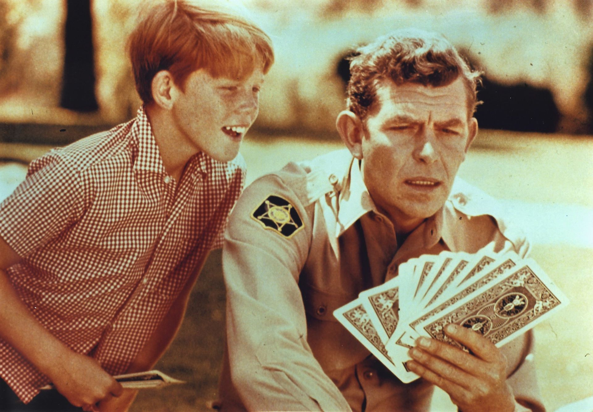 Actors Andy Griffith (R) and Ron Howard are shown in a scene from "The...