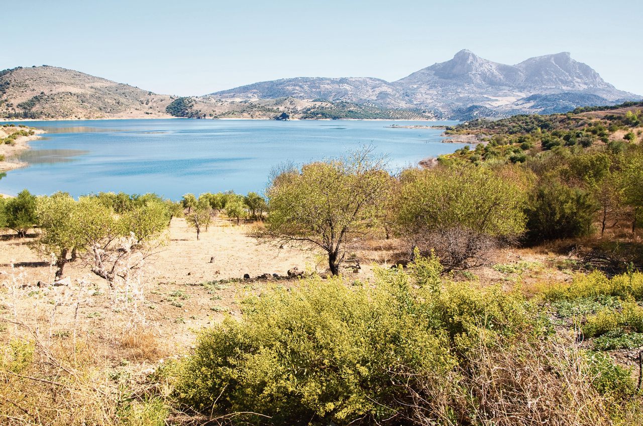Het reservoir Sierra de Grazalema in de bergen van Andalusië.