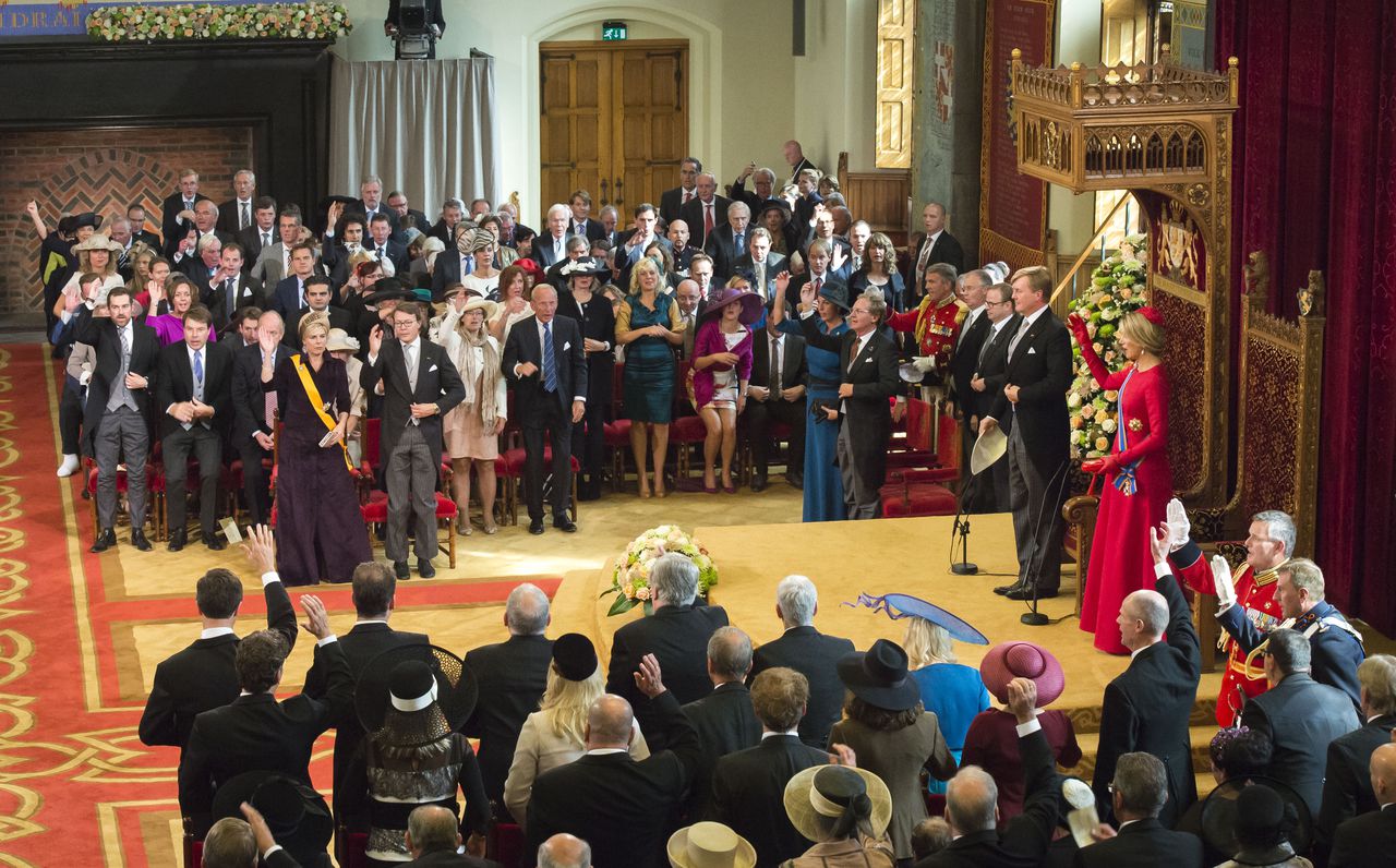 Koning Willem-Alexander en koningin Maxima voor aanvang van de troonrede op Prinsjesdag in de Ridderzaal.