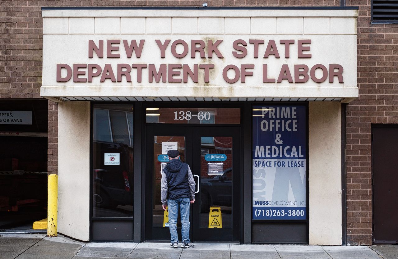 Arbeidsbureau in New York. De werkloosheid in de VS bedraagt nu 10 procent.