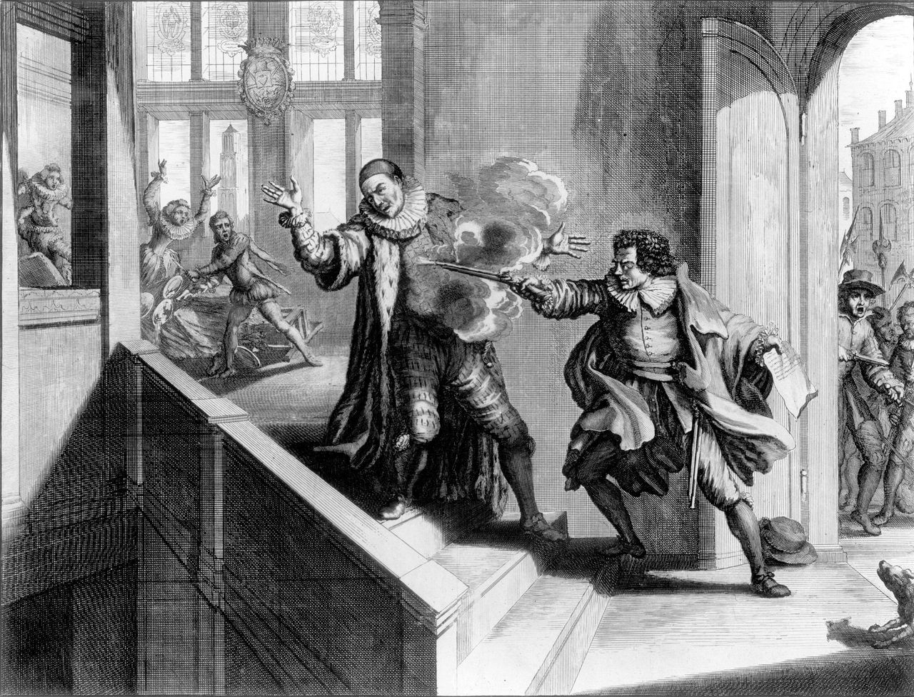Op 10 juli 1584 wordt prins Willem I van Oranje - de Vader des Vaderlands - in het Prinsenhof in Delft vermoord door Balthasar Gerards. Het land is in diepe rouw. FOTO: Spaarnestad Photo / HOLLANDSE HOOGTE
