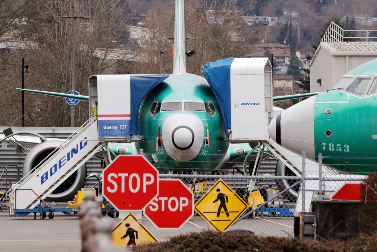 737 MAX-vliegtuigen staan aan de grond bij een Amerikaanse Boeing-fabriek.