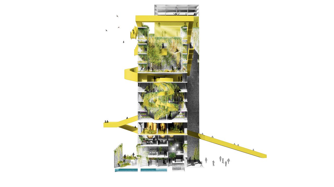 OMA: Toren met verticale tuin in het Bijlmer Kwartier.
