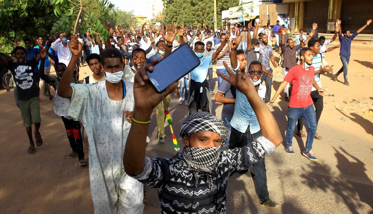 Anti-regeringsprotesten in de Soedanese hoofdstad Khartoum.