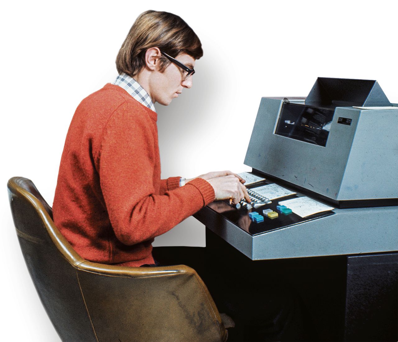 Een gebruiker van een IBM-computer, circa 1970.
