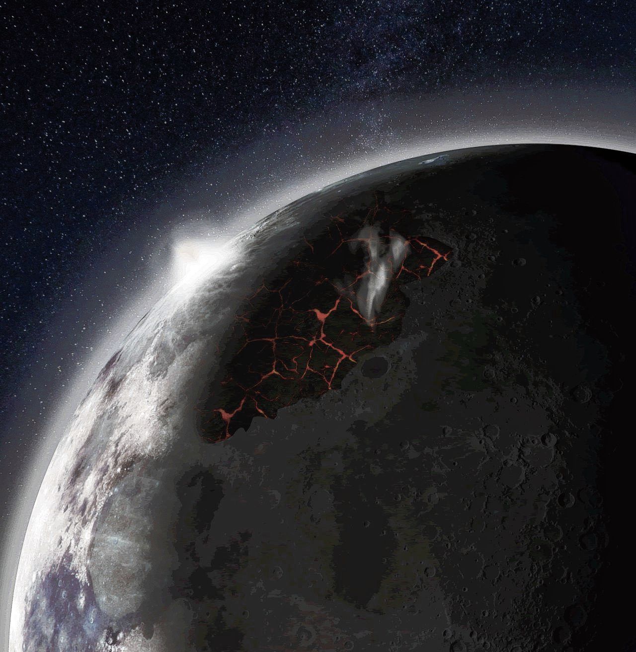 De maan had 3,5 miljard jaar terug  een dampkring 