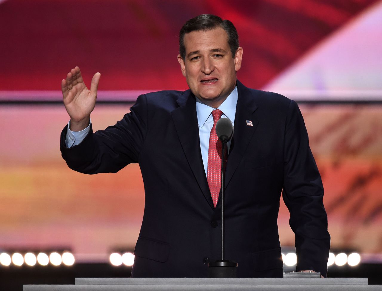 Ted Cruz op de derde dag van de Republikeinse Conventie in Cleveland, Ohio.