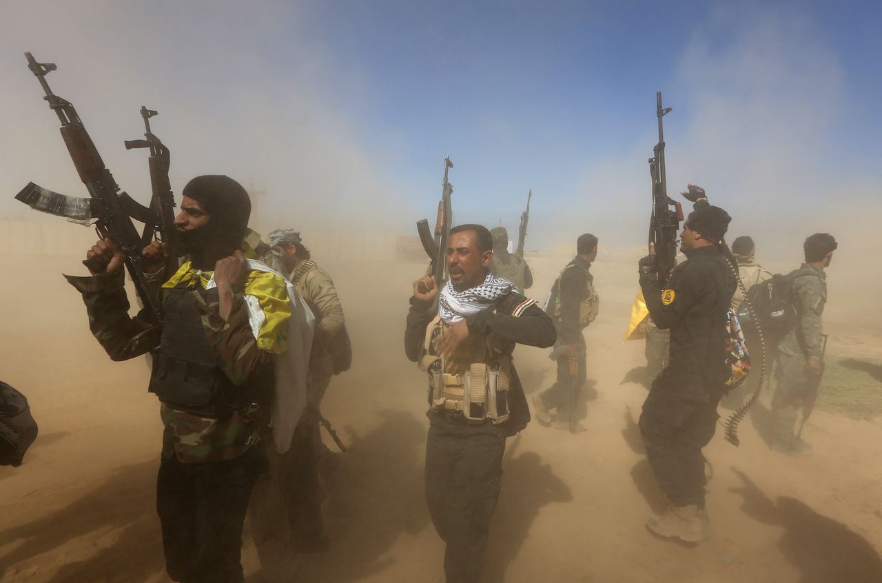 Iraakse troepen vandaag tijdens operaties rondom de stad Tikrit.