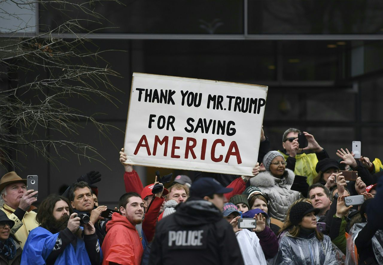 Trump-aanhangers op de dag van de inauguratie in Washington, DC.
