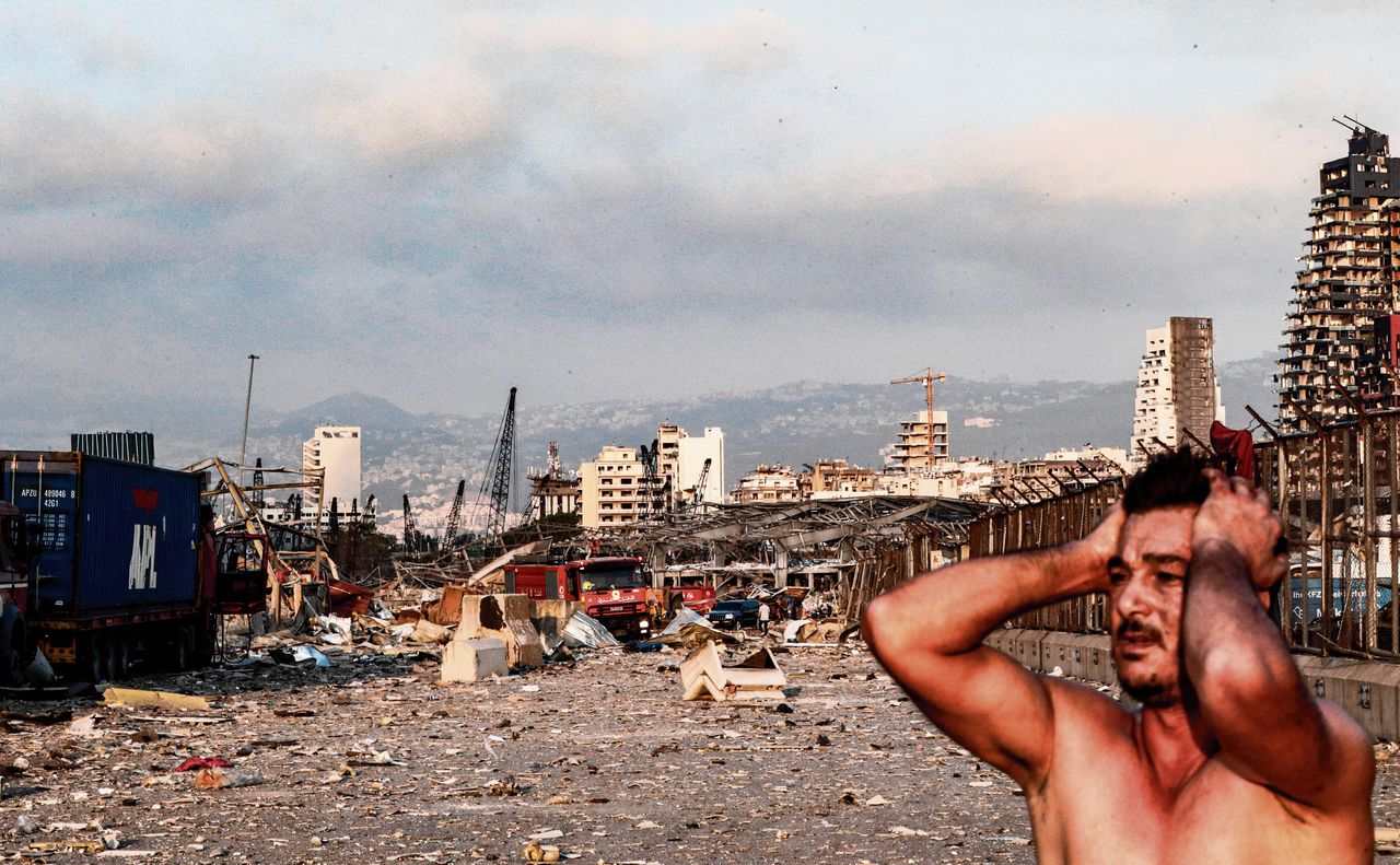 Kort na de explosie is het havengebied van Beiroet veranderd in een apocalyptisch landschap.
