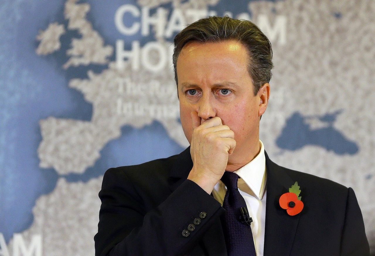 Tijdens zijn speech over het hervormen van de EU, liet premier Cameron achterwege wanneer het referendum over een Brexit zal plaatsvinden. Foto Kirsty Wigglesworth/Reuters