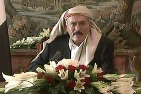 An image grab taken from Yemen's state TV shows Yemeni President Ali Abdullah Saleh delivering a televised speech from the Saudi capital Riyadh on August 16, 2011. Saleh, wounded in an attack on his presidential compound in Sanaa in June, slammed the opposition and said he will return to Yemen "soon". AFP PHOTO/YEMEN TV