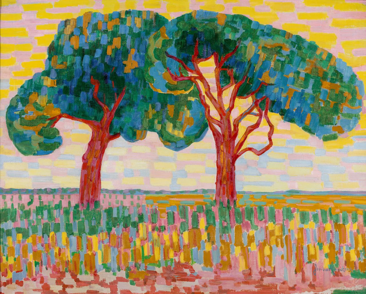 Jacoba van Heemskerck (1876-1923), Twee bomen, 1908-1910. Olieverf op doek 70,5 x 88,2 cm.